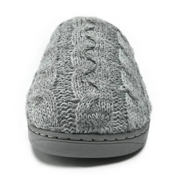 Grey knits and fur warm house slippers