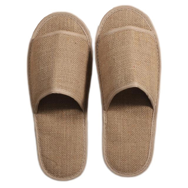 Linen hotel slipper with coconut palm sole