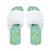 Pattern logo printing indoor faux fur open-toe SPA slides slippers