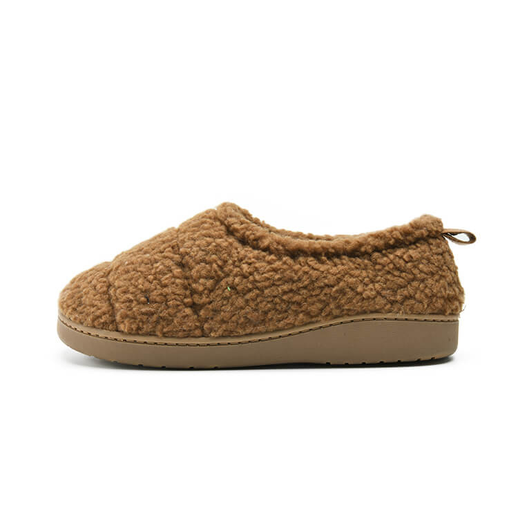 Warm thermal quilted borg imitation wool slipper shoes