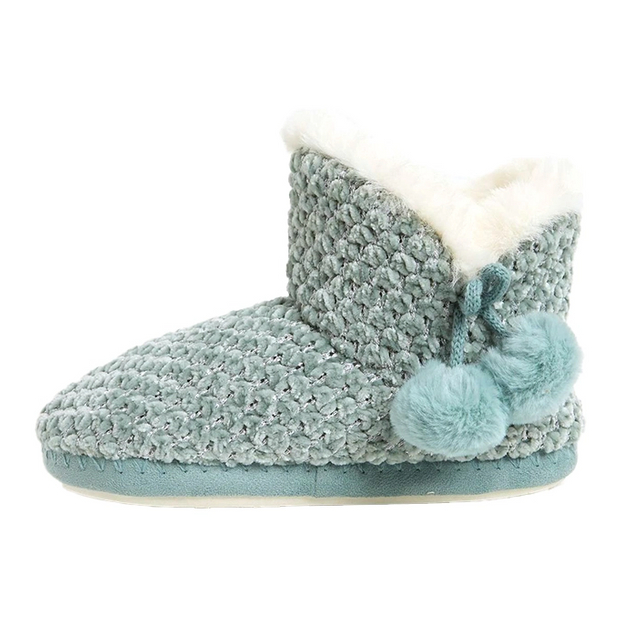 Chenille knitted light color ladies indoor slipper boots