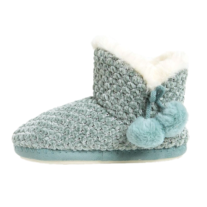 Chenille knitted light color ladies indoor slipper boots