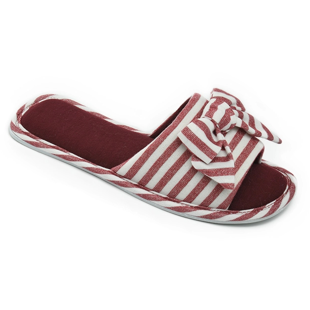 Fashion stripe jersey bow house slippers