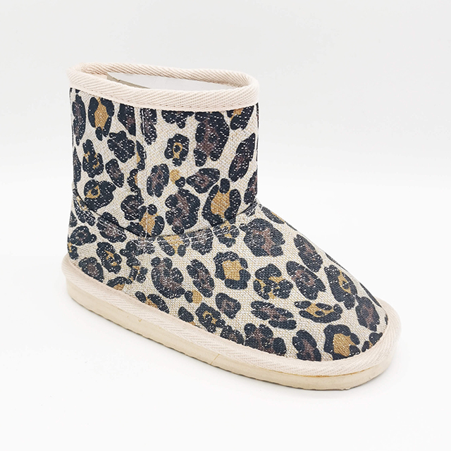 Kid's lovely leopard print canvas upper boot 