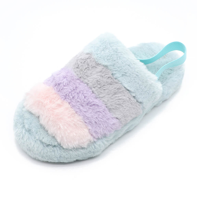 Women's fluffy faux fur slingback slippers