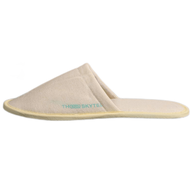 Custom logo comfy Linen cotton disposable hotel slippers