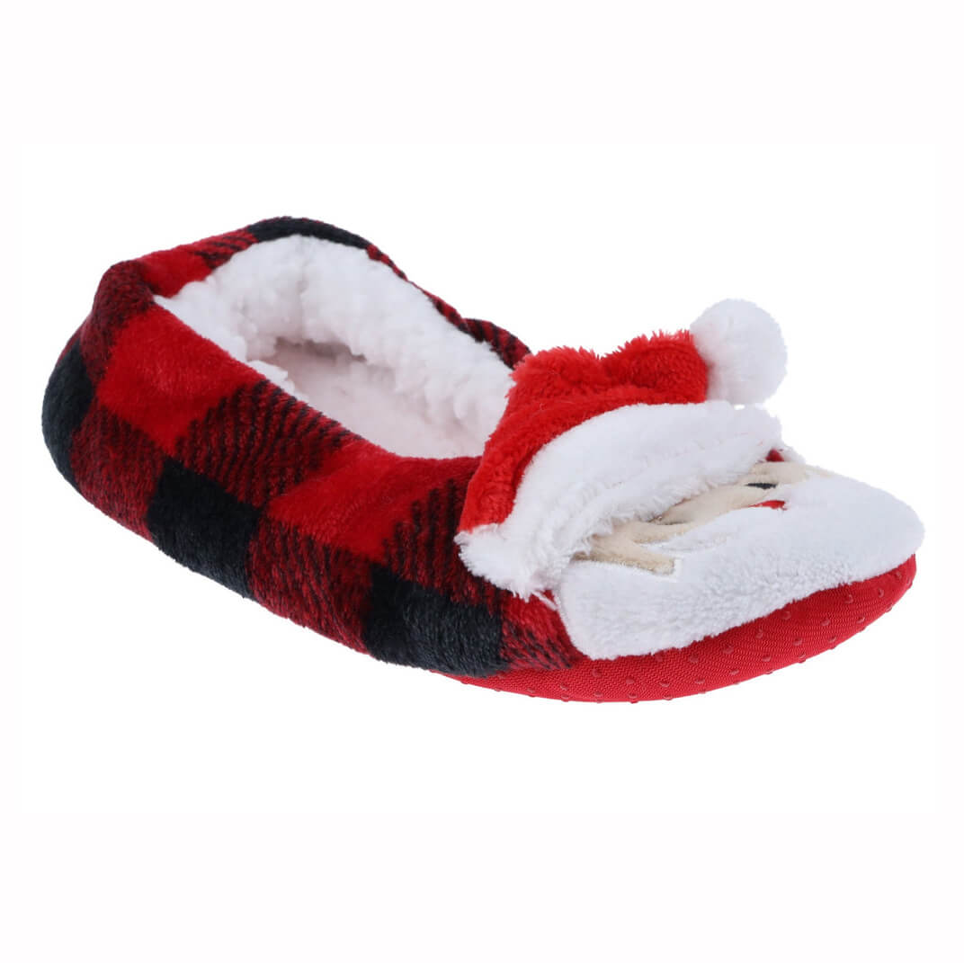 Women's buffalo plaid Santa printed slipper socks