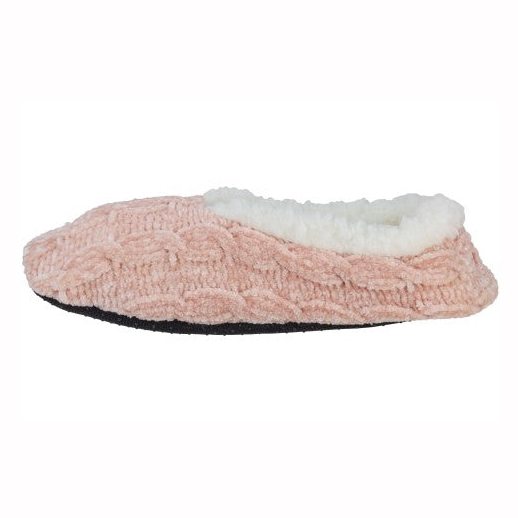 Ladies' cable knit chenille pull-on slipper socks