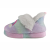 Toddler girl's multi-color soft boa slipper with rainbow embroidery