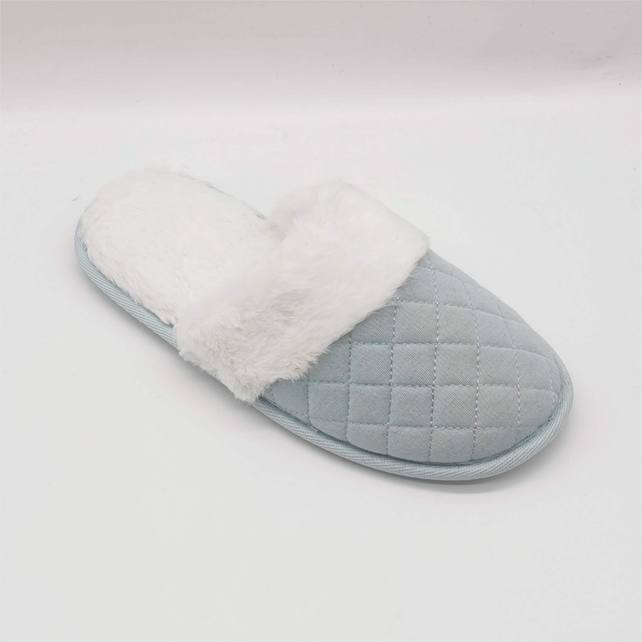 Jersey memory foam comfy slip-on house slippers with faux fur lined