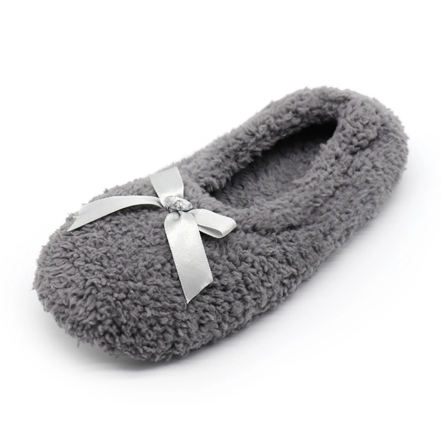 Bowknot sweet faux fur ballet slippers dancing shoe slippers