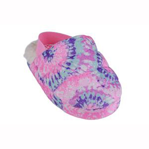 Tie-dye soft boa quilted slipper for girls