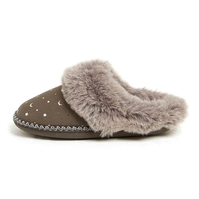 Lady TPR faux fur foil suede fabric house slippers