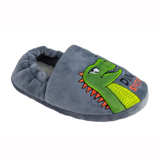 Boys dino snore soft warm slipper