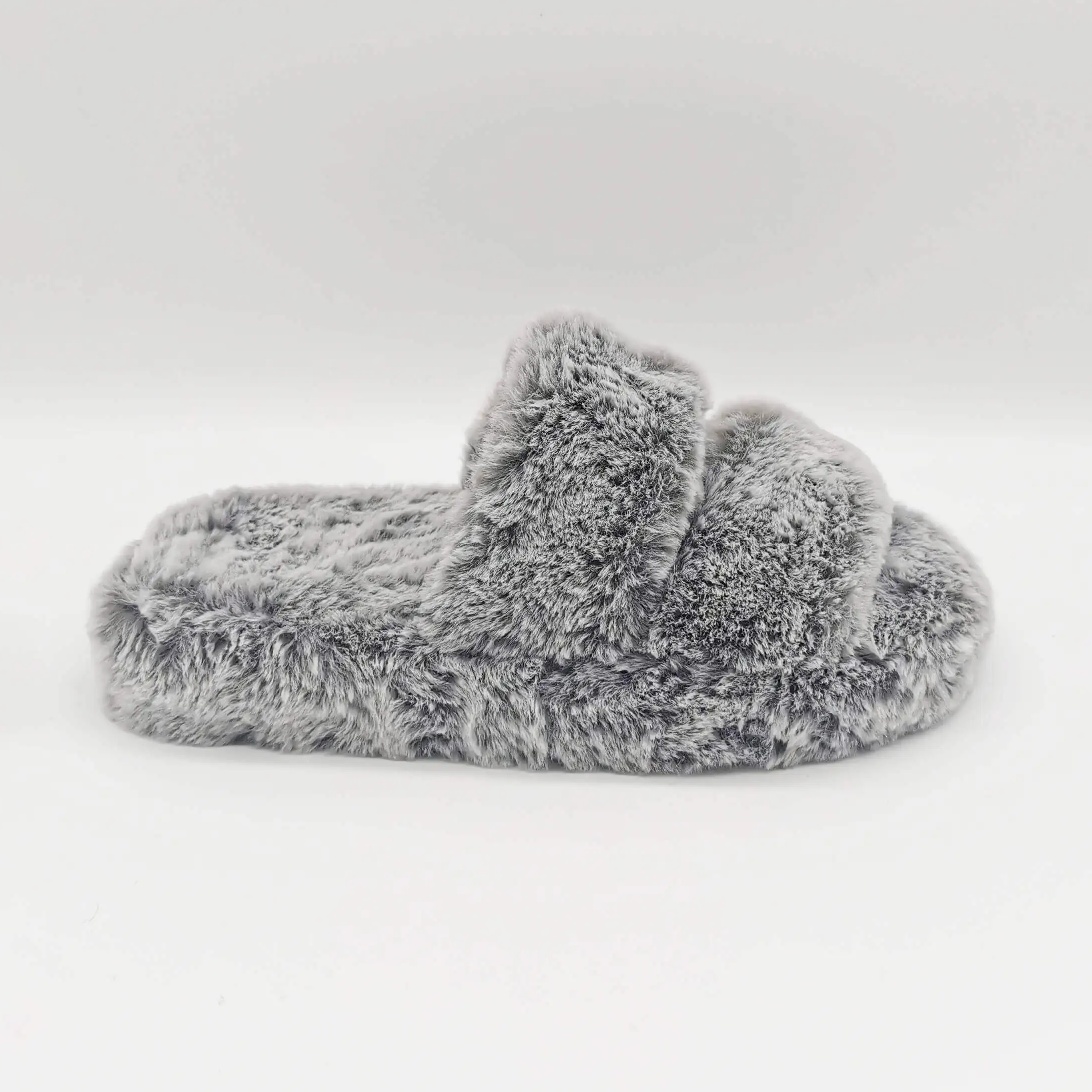  Women's faded faux fur indoor slippers 