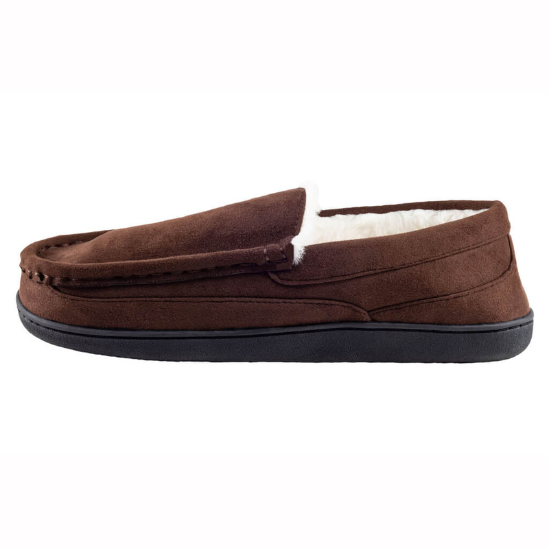 Men's suede fabric upper moccasin with faux fur lining