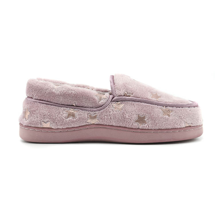 Glitter stars moccasins slip on soft terry-lined indoor shoes