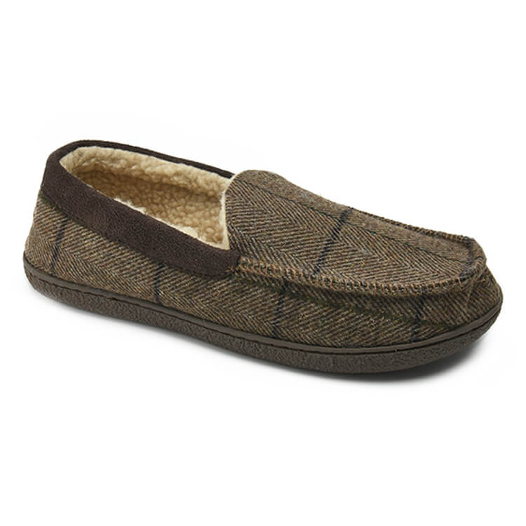 Cozy imitation wool check-back closed casual shoes