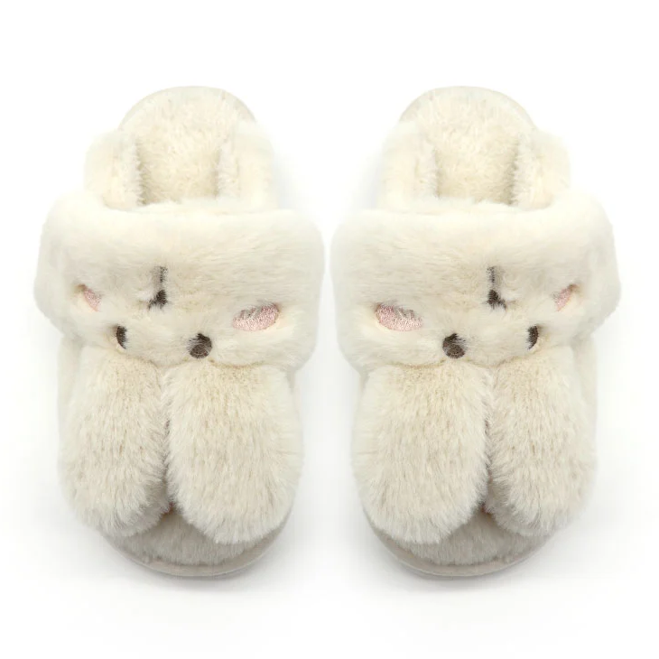 Winter rabbit warm non-slip plush furry slippers for women