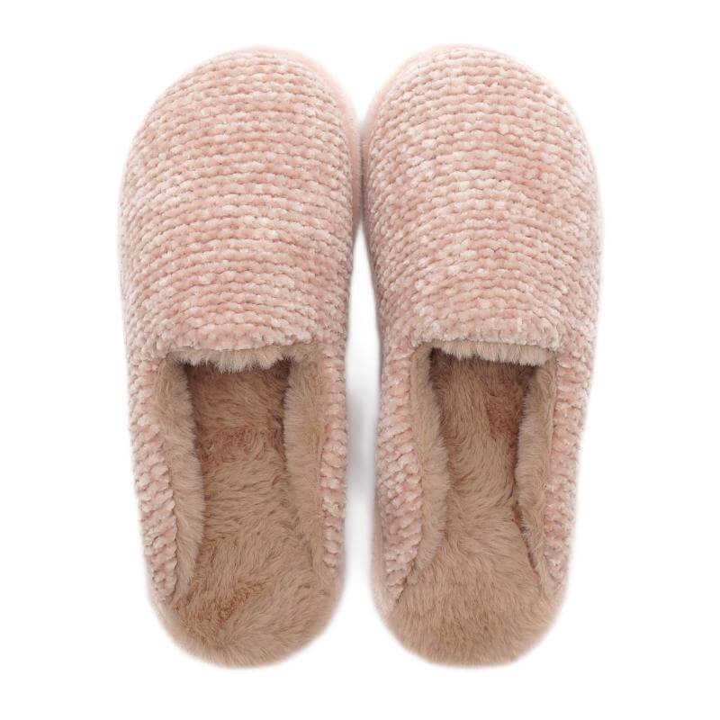 House chenille knit faux fur comfortable fuzzy slippers