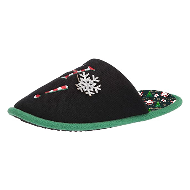 Knitted fabric custom pattern snow embroidered slippers