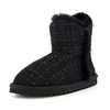 Classics grid black faux fur warm boots for women