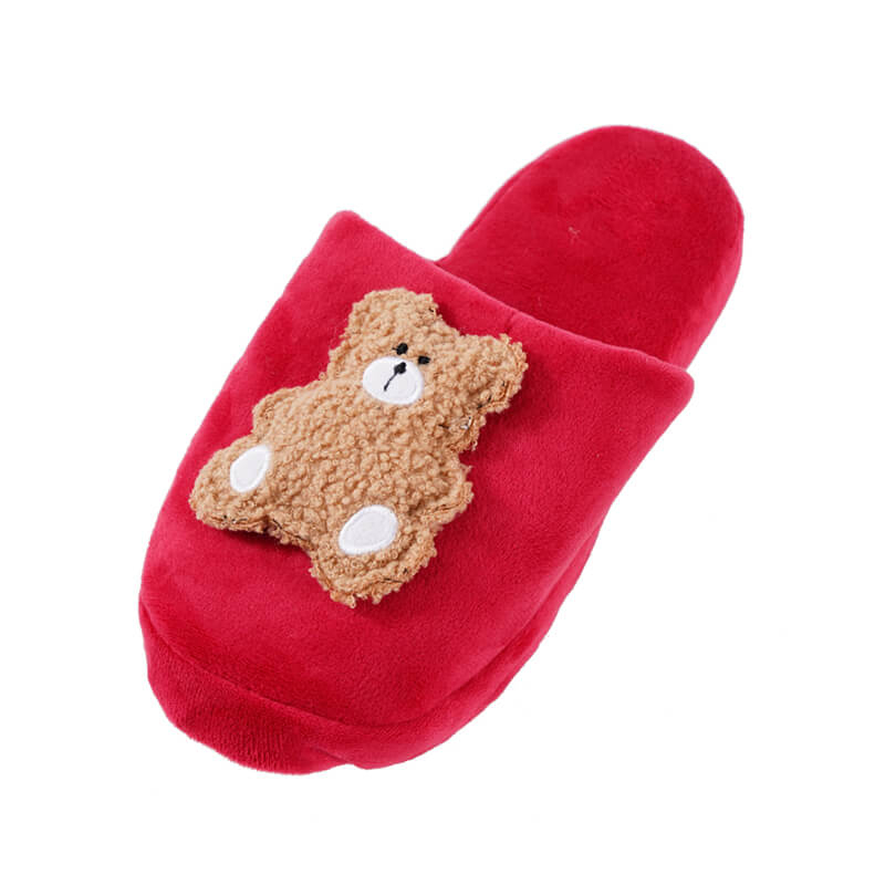 Indoor fluffy little bear pattern slippers for women