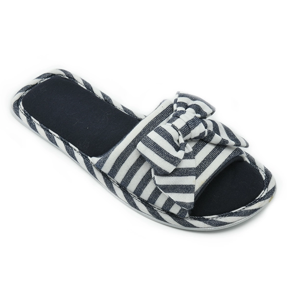 Fashion stripe jersey bow house slippers