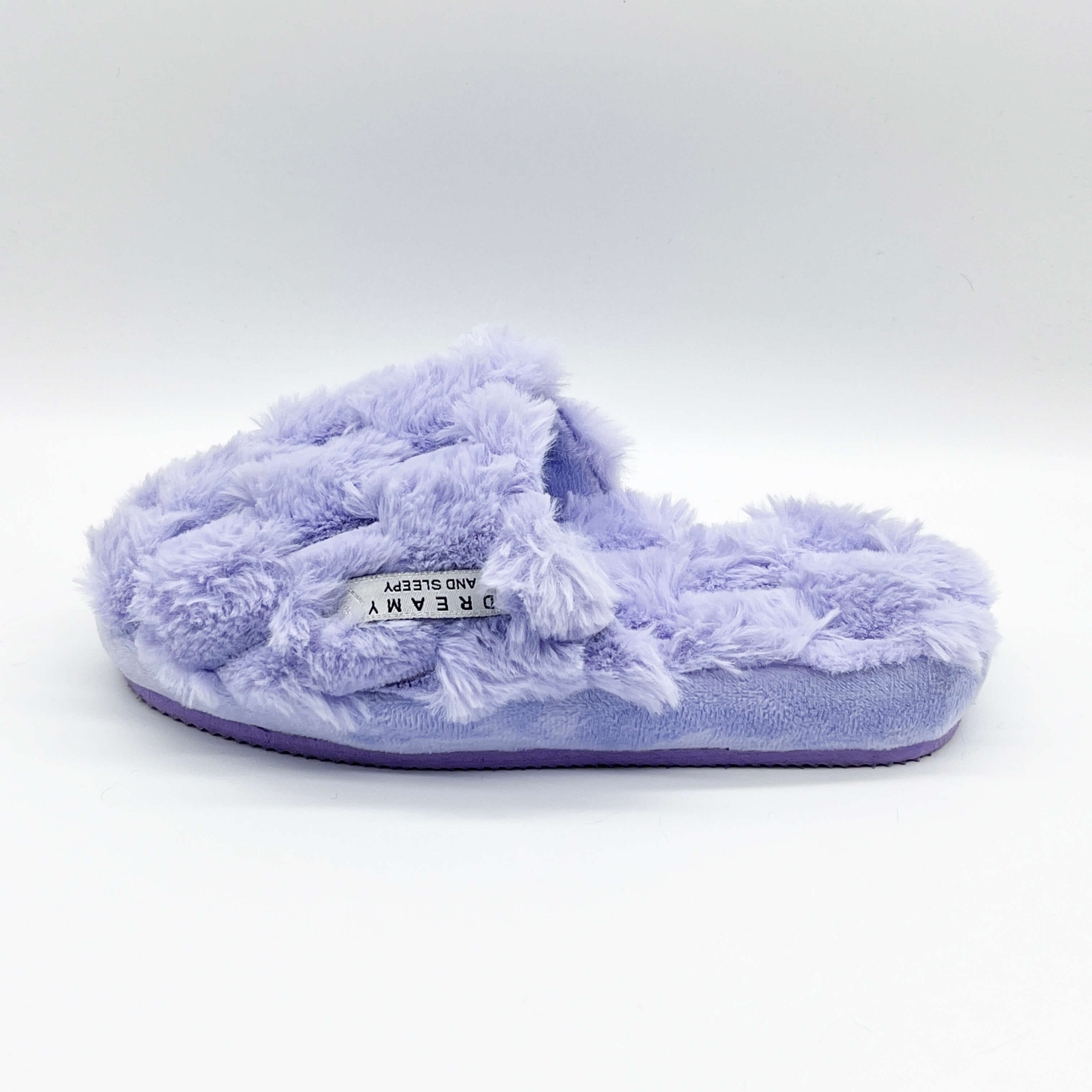 Light purple faux fur slipper with EVA sole