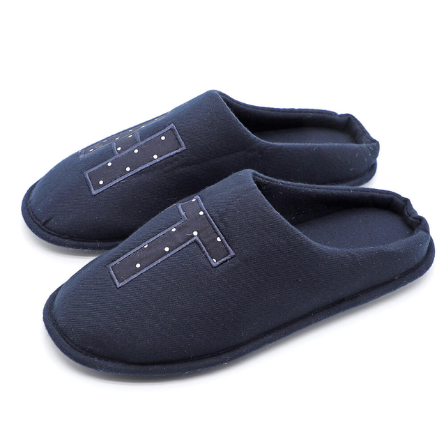 Customized logo cozy jersey house slippers for men