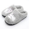 Fuzzy plush embroidered cat slippers for women or men 