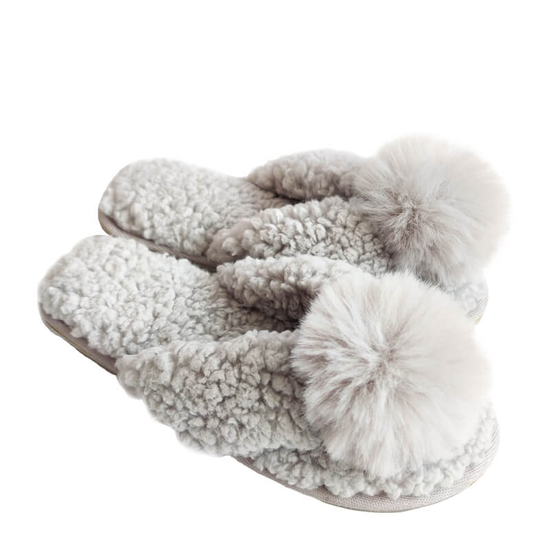 Flip flops home slippers for women with pom-pom