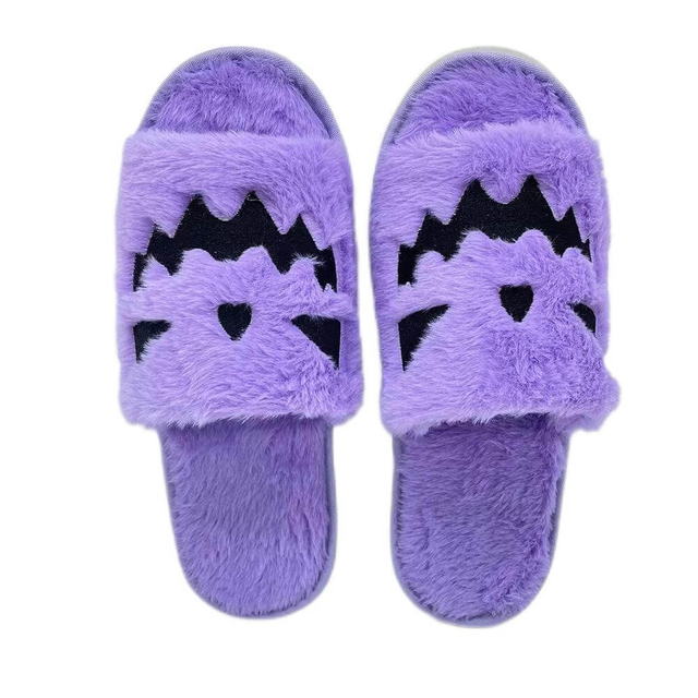 Fashion fur Halloween pumpkin home slipper for ladies