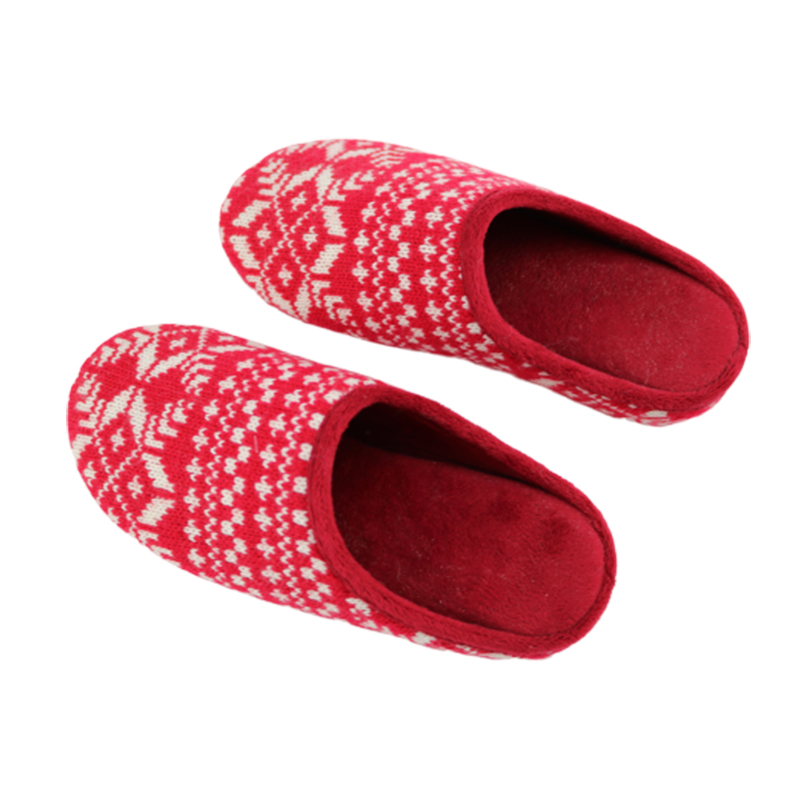 Women comfort red knitted memory foam house indoor slippers