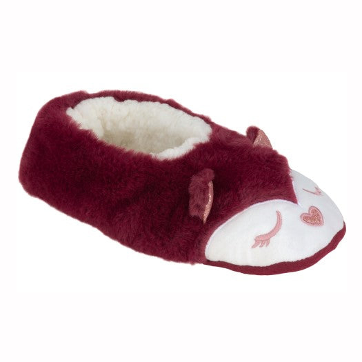 Ladies fox faux fur pull-on slipper socks with 3d ears