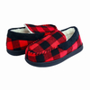 Boys buffalo plaid moccasin with faux suede trim