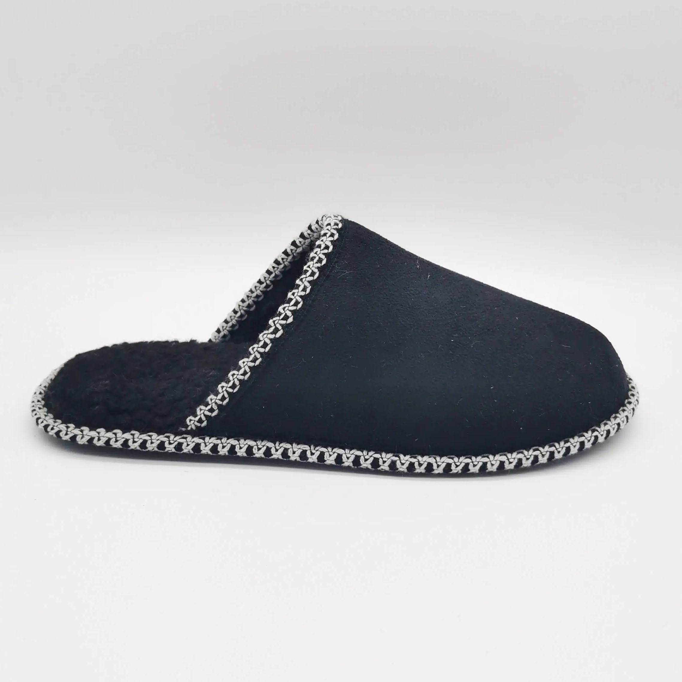 Black cozy warm home slippers for women