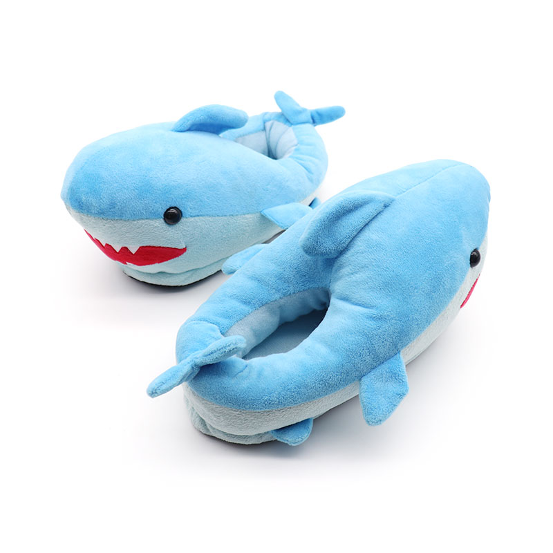 Animal soft shark plush indoor slippers