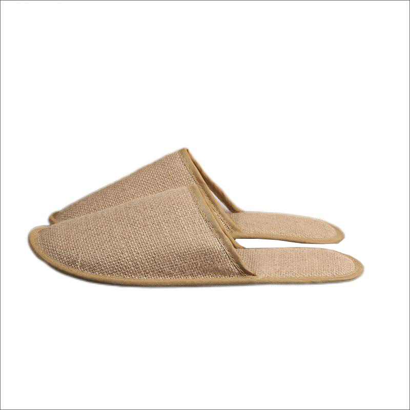 Linen hotel slipper with cork sole