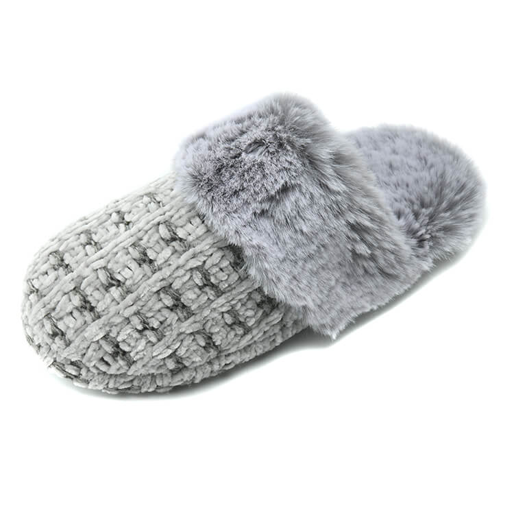 Luxury chenille knitted fluffy indoor slippers