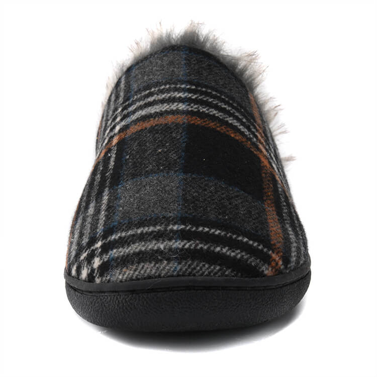 Classic comfortable check tweed slip on house slipper