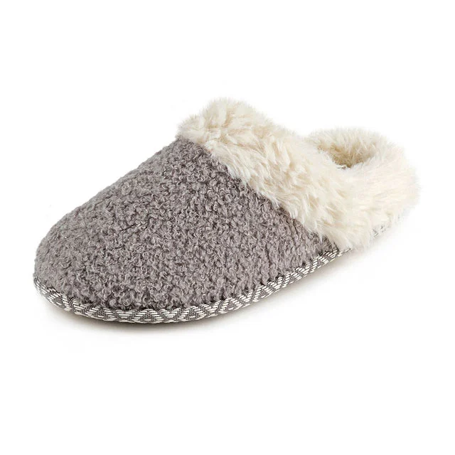 Comfy faux fur women memory foam TPR slip-on anti-skid sole home slippers